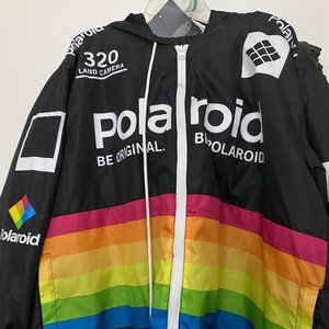 POLAROID Womens Hooded Black Rain Coat Windbreaker Jacket - XLarge  Unisex
